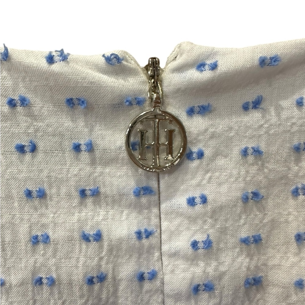 Tommy Hilfiger White and Blue Ruffled Sleeveless Dress - Picture 3 of 16